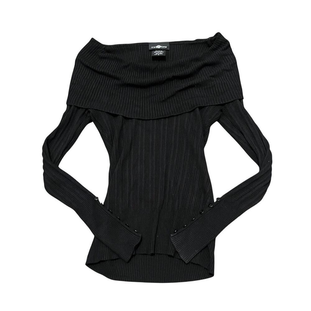 Y2K Black Foldover Sweater